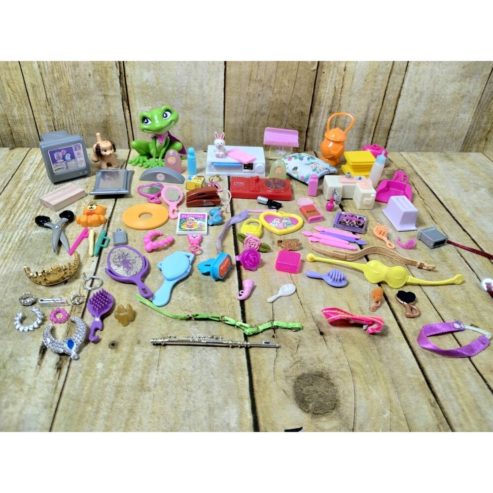 80 Vtg Barbie Small Accessories Stereo Clocks Pet Jewelry Record Mirror Computer